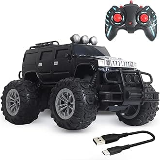 Wembley Rc Car Offroad High Speed Monster Truck Remote Control Car for Kids with 2 Speeds and 4 Headlight Modes | Lithium Battery | C-Type Charging | Made in India - Black