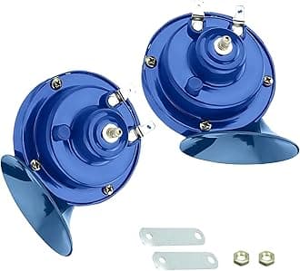 300DB Train Horn, 12V Waterproof Super Loud Snail Double Horn, Car Modification Replacement Accessories, Universal for Motorcycle, Truck, Sedans (Blue)