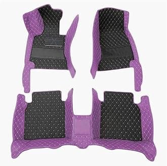 Custom car Floor mats Suitable for 98% car Truck SUV,car mats All Weather Personalized,Full Coverage Luxury Car Mats, Anti-Slip Leather Floor mats.Floor Liner Car Accessories (Black and Purple Side)