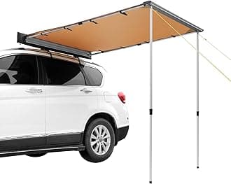 VEVOR Car Side Awning, Large 6.6' x 8.2' Shade Coverage Vehicle Awning, PU3000mm UV50+ Retractable Car Awning with Waterproof Storage Bag, Height Adjustable, Suitable for Truck, SUV, Van, Campers