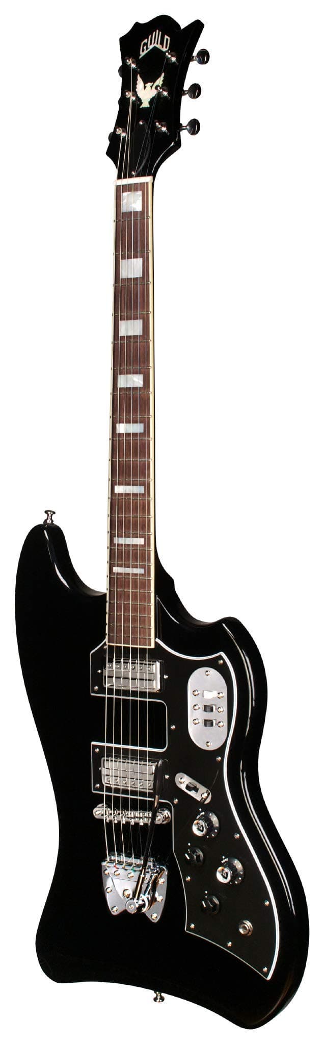 Guild Guitars Newark St. Collection 6 String Solid-Body Electric Guitar, Right, Black (S-200 T-Bird)