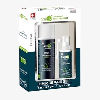 HairMD Transplant Hair Repair Set - Shampoo and Serum for Post-Hair Transplant Recovery - Biotin, Keratin, Collagen, Provitamin B5 - Unisex, All Hair Types