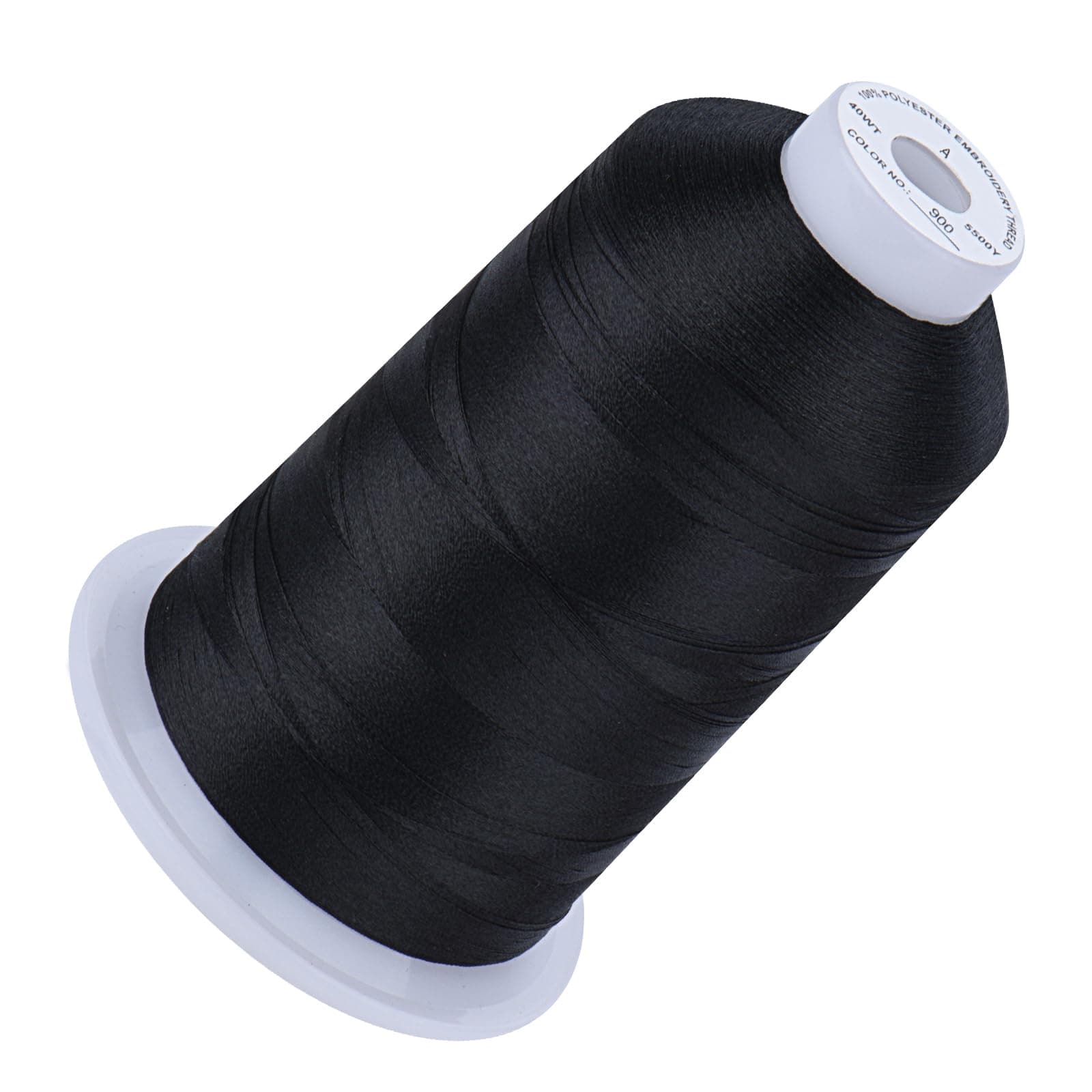 Simthread 5500Yds Embroidery Thread, 5000M High-Yardage 40WT 100% Polyester Thread – 170+ Vivid Colors, High-Speed Rated – Compatible with Brother, Singer, Janome & More - Black 900