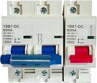 DC Circuit Breaker 1P 2P 80A 100A 125A 150A 200A 250A DC Circuit Breaker for 12V 24V 36V 48V 60V 72V 120V Solar Cells RV Battery Circuit Breaker(1P,250A)