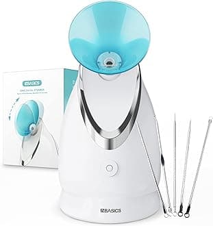 Facial Steamer-Nano Ionic Face Steamer for Home Facial, Unclogs Pores, Warm Mist Humidifier Atomizer, Humidifier Moisturizing Face Spa Steamer, Bonus Stainless Steel Skin Kit(Blue)