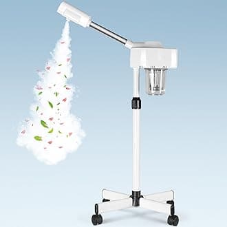 HomGarden Professional Facial Steamer, Hot Mist & Timer Function, Adjustable Height and Angle, Vaporizador Facial Professional Steamer On Wheels for Home Use & Spa Salon Skin Cleasning