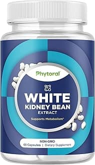 White Kidney Bean Extract Carb Blocker - White Kidney Beans Supplement for Metabolism Boost & Ease Calories from Starchy Food - Carb Control Supplements - 60 Count