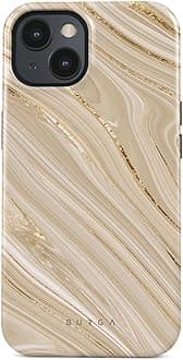 BURGA Phone Case for iPhone 15 - Cute, Trendy, Aesthetic, Pattern Phone Cover, Hard Shell Protection - fits Apple iPhone 15 Case for Women and Men, Nude Glitter Marble