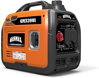 GENMAX Portable Generator, 3200W Ultra-Quiet Gas Motor and RV Ready, EPA Compliant, Eco-Mode Function, Ultra Lightweight for Backup Home Use and Camping (GM-3200i)