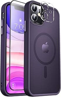 MOCCA Strong Magnetic for iPhone 11 Phone Case,[Compatible with Magsafe][Glass Screen Protector+Camera Lens Protector] Slim Thin Shockproof Cover Case for iPhone 11 6.1 inch, Deep Purple