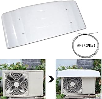 Air Conditioner Top Cover, Outside Window Ac Unit Canopy Anti Rain Snow Dust, Pvc Plastic Hard Shell With 2 Steel Rope And Tape(98x45x15cm)