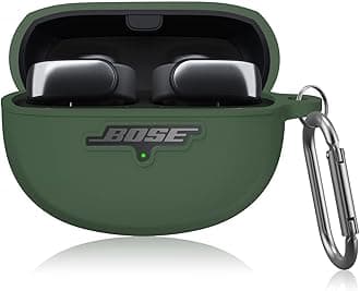 Excefore Silicone Case Cover for Bose Ultra Open Earbuds, Shockproof Full Protective Soft Case for Bose Open Ear Wireless Earbuds with Carabiner, Front LED Logo Visible, Green