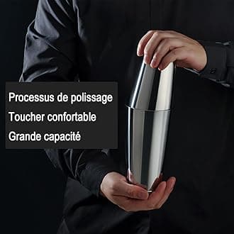 WOTOR Boston Cocktail Shaker Set, 18 oz & 28 oz Stainless Steel Weighted Shaker Tins, Strainer, Double Measuring Jigger, Professional Bar Tools for Bartender (Silver)