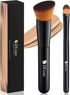 2Pcs Eye Concealer Brush Angled Flat Top Kabuki Brushes Liquid Blending Mineral Powder Makeup Tools