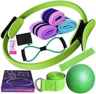 Pilates Essentials Kit for Women, 2025 New Better Me Pilates Kit, Pilates Rings Booty Bands, 11 Yoga Sets for Women, Hip Exercise Band Yoga Ball 25cm Figure 8 Resistance Band for Women (Green)
