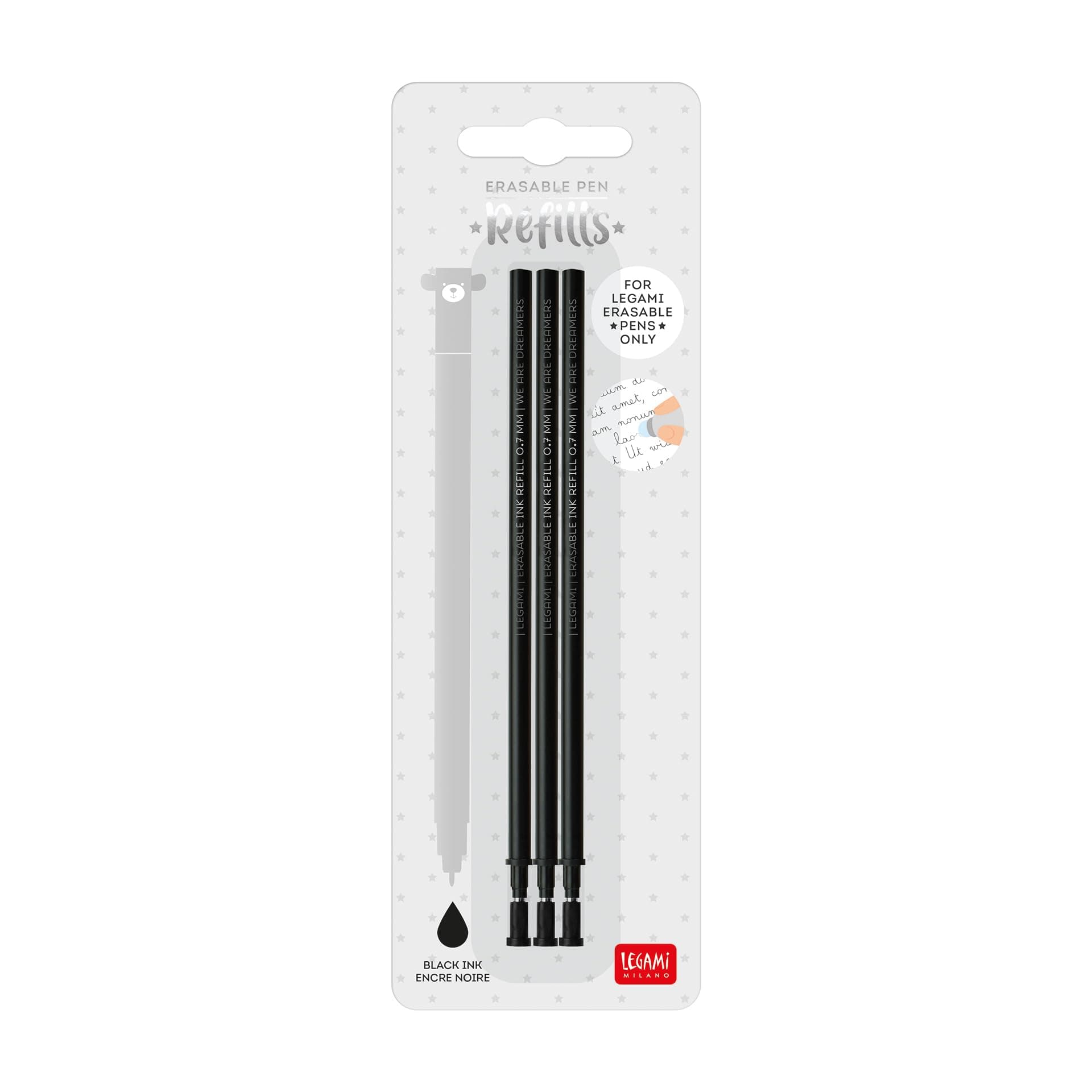 LEGAMI REFILL ERASABLE PEN - BLACK - PACK 3 PCS