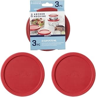 Classic Round Food Storage SnugFit Replacement Lids, Red, 2 Cup, Set of 3
