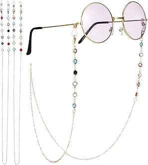 2 Pcs Eyeglasses Chain, Glasses Chain Bead Glasses Strap Spectacle Chain Glasses Cord Sunglasses Strap Lanyard Eyewear Strap for Women Sports
