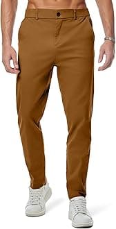 Men's Chino Pants Casual Elastic Waist Tapered Golf Trousers