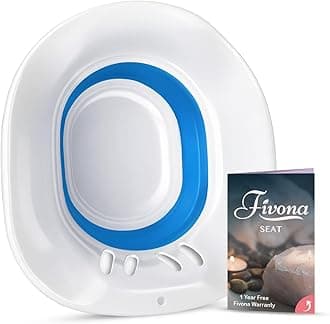 Fivona Sitz Bath for Toilet Seat Postpartum and Hemorrhoids Care - Yoni Steam Seat - Foldable Basin for Epsom Salt Soak - Portable Bidet BPA Free Temperature Resistant - Universal Fit - Blue