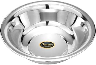 Kanshita's Rasoiware Stainless Steel Deep Basin Bowl | 4 Liters | Multi-Purpose Mixing, Dough Kneading & Serving Bowl (33.5 cm)