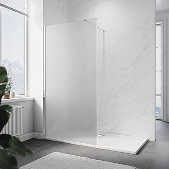 ELEGANT 800x1900mm Bathroom Walkin Shower Door Wet Room Enclosure Cubicles 8mm Full Frosted Easy Clean Safety Glass Bath Shower Screens Panel with Chrome Support Bars