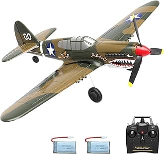 VOLANTEXRC RC Plane for Beginners, 4CH WWII RC Airplane P40 Warhawk with Aileron, 2.4Ghz Remote Control Plane with Xpilot Self Righting&One Key Aerobatic for Adults (761-13 RTF)