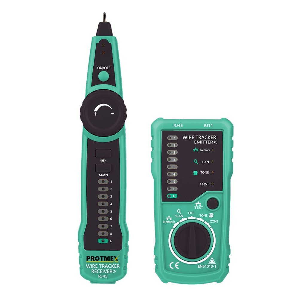 Wire Tracker, Protmex FY869 RJ11 RJ45 Cable Tester Multifunction Measuring Instrument Line Finder for Network Cable Collation, Telephone Line Test, Continuity Checking, Low Battery Capacity Indication