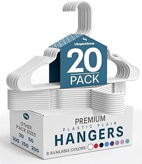 Utopia Home Clothes Hangers 20 Pack - Plastic Hangers Space Saving - Durable Coat Hanger with Shoulder Grooves (White)