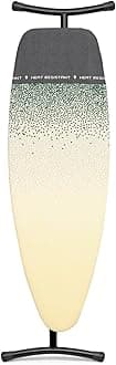 Brabantia - Ironing Board D - Heat Resistant Steam Iron Zone - Adjustable Height - Non-Slip Rubber Feet - 100% Fairtrade Cotton Cover with Foam Layer - Foldable XL Unit - New Dawn - Size D (135x45 cm)