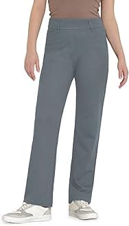 Dress Pants for Women Work Straight Pants with Pockets High Waisted Casual Business Slacks 29" Inseam Pull On Trousers