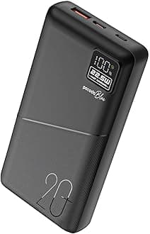 Porodo Blue Quick Charge Power Bank 20000 mAh, 20W Power Delivery, Dual USB-A & USB-C Outputs, Digital Display, Fast Charging 0%-65% in 35 Min, Portable & Durable – Black