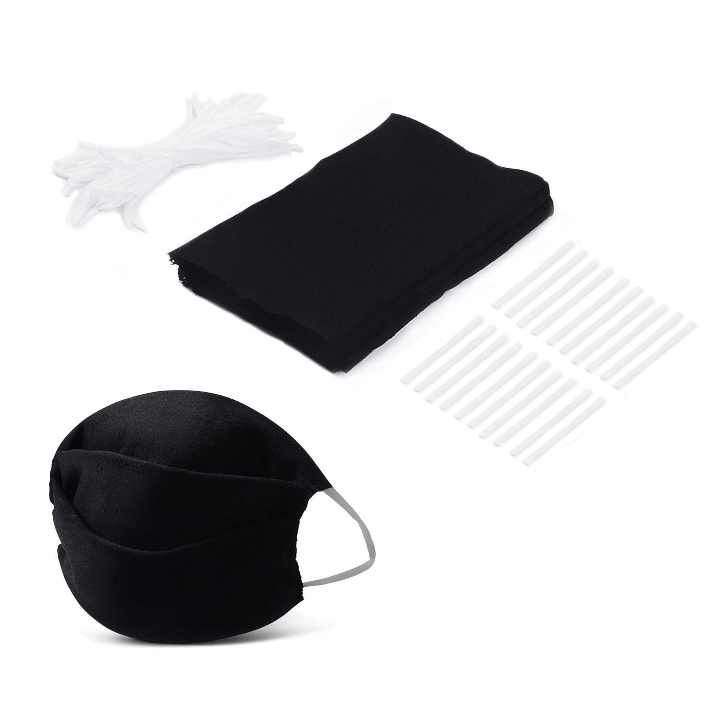 ThxToms DIY Elastic Band Set Include Cotton Fabric Elastic Band Nose Bridge for Family Home Creative Activities (Black)