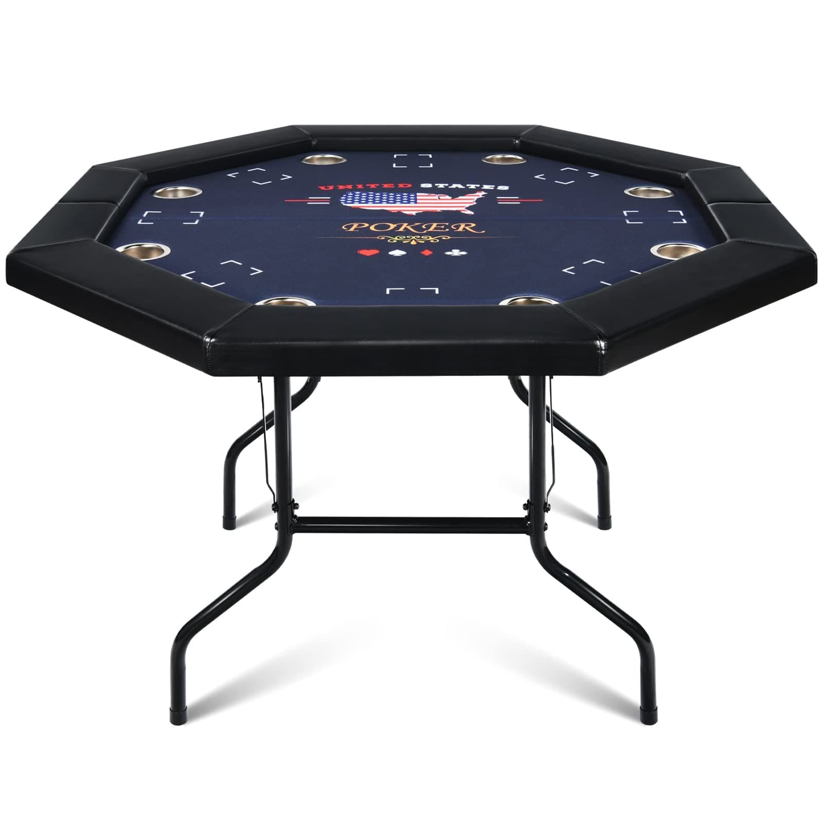 Octagon Poker Table Foldable, 8 Player Portable Texas Holdem Table