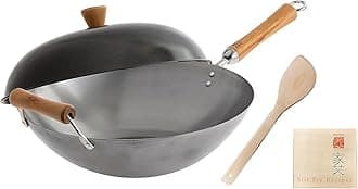 Joyce Chen, Classic Series Carbon Steel Wok Set, 4-Piece, 14-Inch, Charcoal