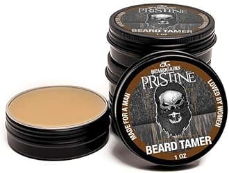 Beard Gains Organic Beard Tamer Tinted Wax: shape, style & groom facial hair with natural hold. Easy wash-out, all-day control. For all beard types (Pristine Brown)