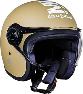 - Royal Enfield Open Face MLG Helmet with Clear Visor Matt Desert Storm, Size: L(59-60cm)