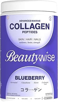 - Beautywise Advanced Hydrolyzed Japanese Marine Collagen with Glutathione | For Radiance, Hydration, Youthful Skin | Fast-Absorbing 200gm, Clinically Proven | Skin, Hair & Nails | Blueberry (25 Servings)