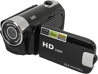 Video Camera Camcorder, Vlogging Camera Recorder, 1080P 16MP, 2.4 Inch Rotatable Screen, 16X Zoom HD Video Recorder with Fill Light, Loop Recording (Black)