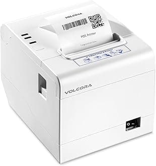 Thermal Receipt Printer, 80mm USB/Ethernet POS QR Code Printer w/Auto Cutter for Cash Drawer/ESC/POS, Compatible w/Android/Windows/iOS/Square, Retailer and Restaurant Kitchen Use, Wall Mount, White