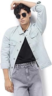 Urbano FashionMen's Regular Fit Washed Full Sleeve Denim Jacket