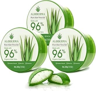 Aloderma Aloe Vera Gel Made within 12 Hours of Harvest with 96% Pure Organic Aloe Vera for Skin, Scalp, & Hair, Soothing Aloe Face Moisturizer, Multipurpose, Hydrating Aloe Gel, 7oz, 3-Pack