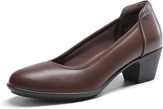 DREAM PAIRS Women's Low Chunky Heels Comfortable Block Work Pumps Closed Round Toe Dress Shoes for Office Business