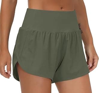 THE GYM PEOPLE Womens High Waisted Running Shorts Quick Dry Athletic Workout Shorts with Mesh Liner Zipper Pockets