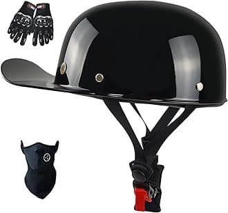 Baseball Cap Motorcycle Helmet,DOT Approved Vintage Open Face Unisex-Adult Half Helmets for Scooter Moped Cap Street Cruiser