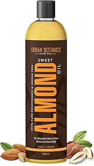 UrbanBotanics® Pure Cold Pressed Sweet Almond Oil for Hair and Skin, 200ml (Odorless)