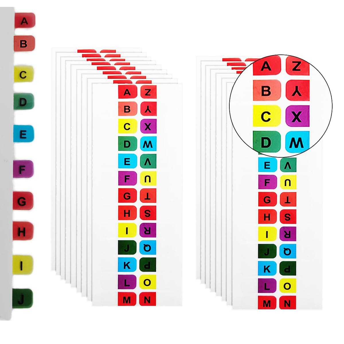 416 Pcs Colored Alphabetical Tab Indexes,(16 Sheets) A-Z Index Tabs, Self Adhesive A-Z Alphabet Index Tabs, Colorful Alphabet Tabs, Alphabet Book Tabs, Alphabet Tabs, Colored Alphabetical Tab