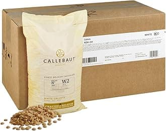 Callebaut White Belgian Baking Chocolate Callets - 29.5% Cocoa Butter, 6.3% Milk Fat, 16.7% Milk - Good For Cakes, Baking Chocolate, Mousse, Truffle & Fillings - 2 Bags 44 lbs (10Kg)