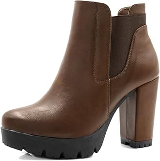 Allegra K Women's Chunky High Heel Platform Ankle Boot