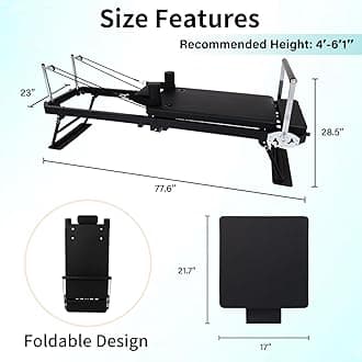 Pilates Reformer Machine Equipment with Springs & Cords for Home Workout, Foldable Pilates Equipment with Jump Board for All Level Users